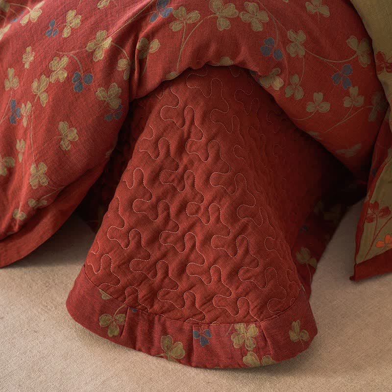 Country Style Floral Cotton Double Gauze Bedding(4PCS)