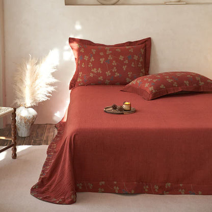 Country Style Floral Cotton Double Gauze Bedding(4PCS)