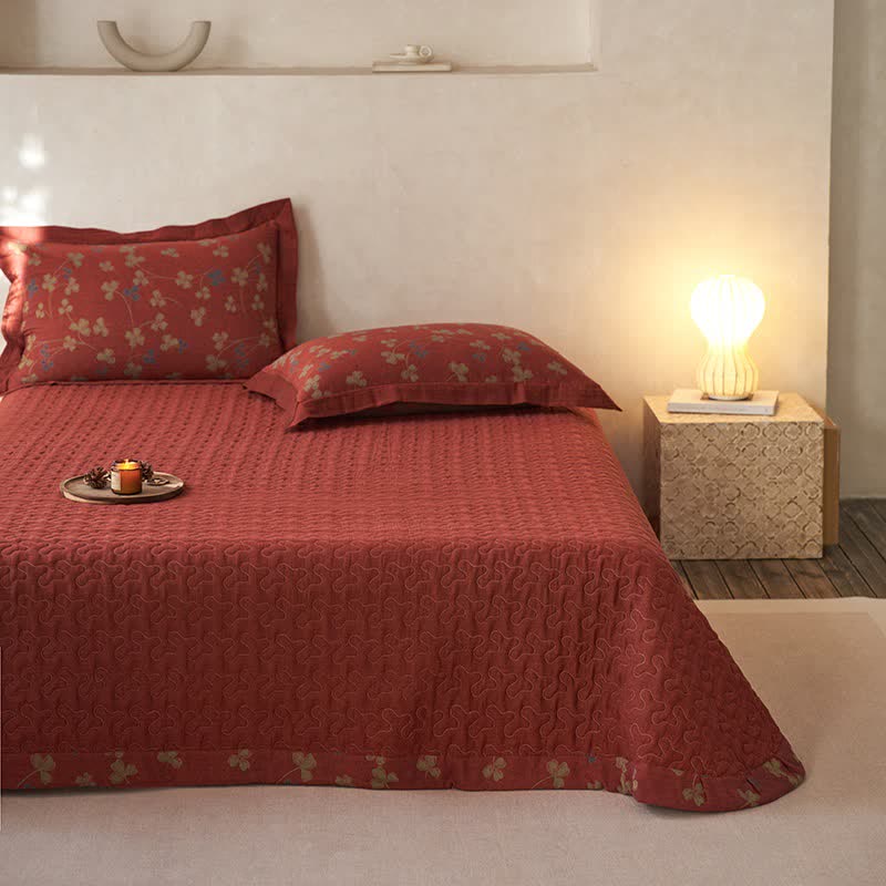 Country Style Floral Cotton Double Gauze Bedding(4PCS)