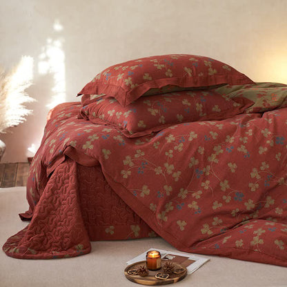 Country Style Floral Cotton Double Gauze Bedding(4PCS)