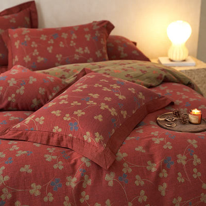 Country Style Floral Cotton Double Gauze Bedding(4PCS)