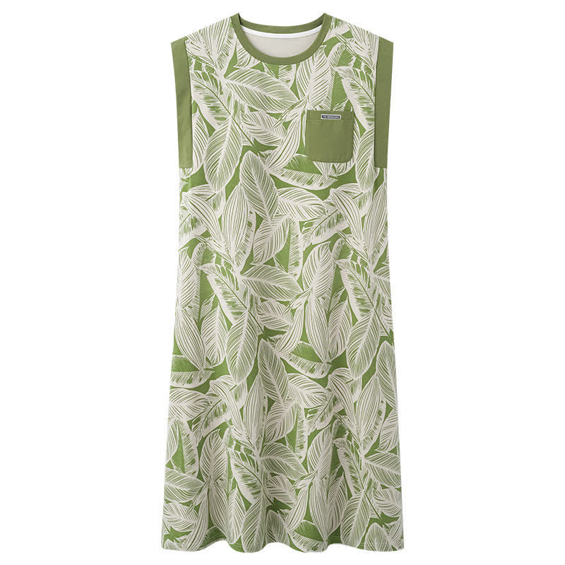 Botanical Cotton Sleeveless Lounge Dress