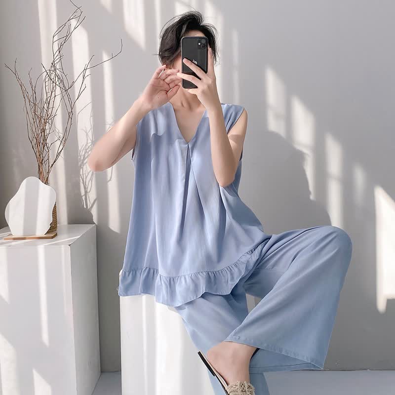Solid Color Tank & Pants Pajama Set