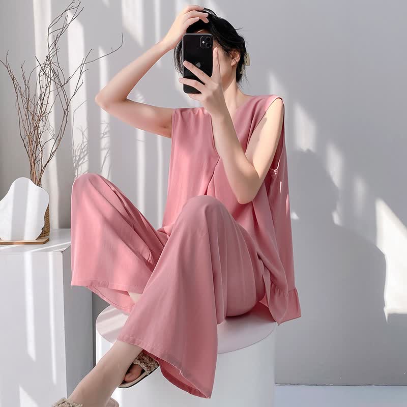 Solid Color Tank & Pants Pajama Set