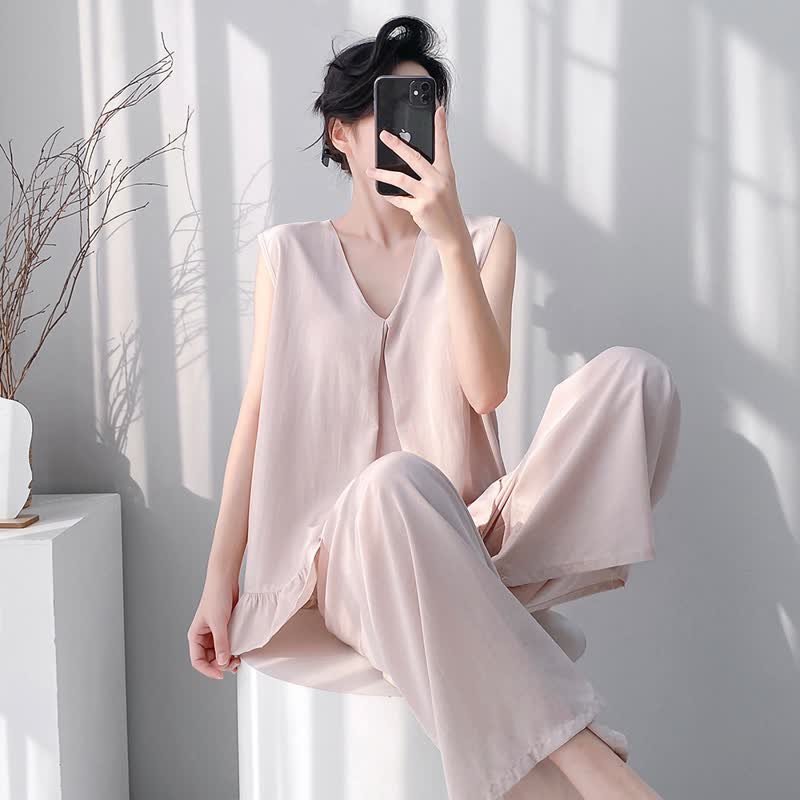 Solid Color Tank & Pants Pajama Set