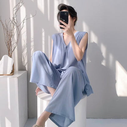 Solid Color Tank & Pants Pajama Set