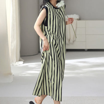 Vertical Stripe Cotton Sleeveless Nightgown