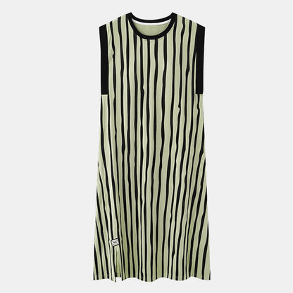 Vertical Stripe Cotton Sleeveless Nightgown