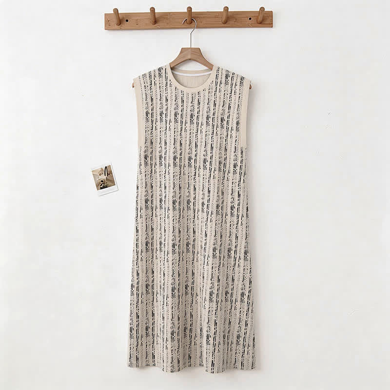 Artistic Line-inspired Cotton Sleeveless Nightgown