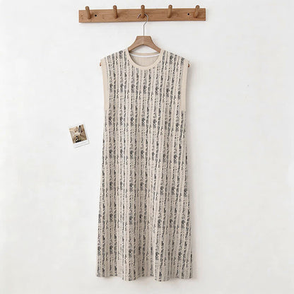 Artistic Line-inspired Cotton Sleeveless Nightgown