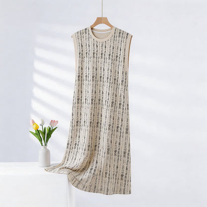 Artistic Line-inspired Cotton Sleeveless Nightgown