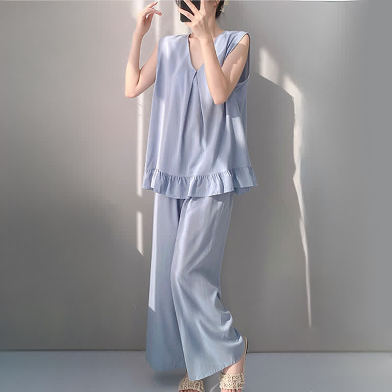 Solid Color Tank & Pants Pajama Set