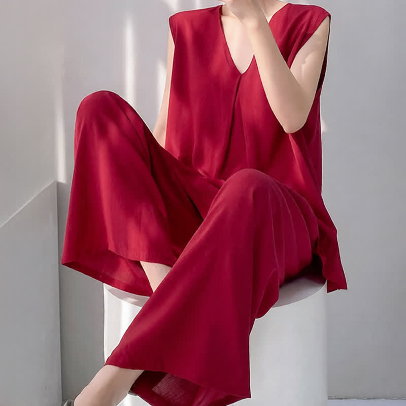 Solid Color Tank & Pants Pajama Set