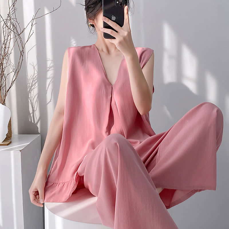 Solid Color Tank & Pants Pajama Set