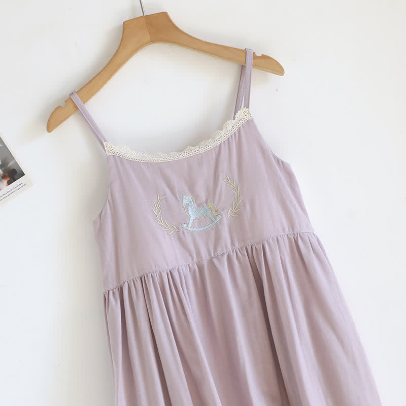 Pony Embroidery Camisole Nightdress & Cover-up Set