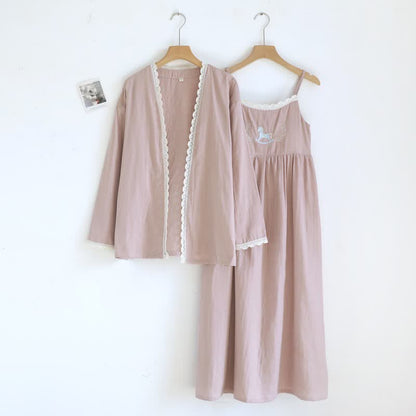 Pony Embroidery Camisole Nightdress & Cover-up Set