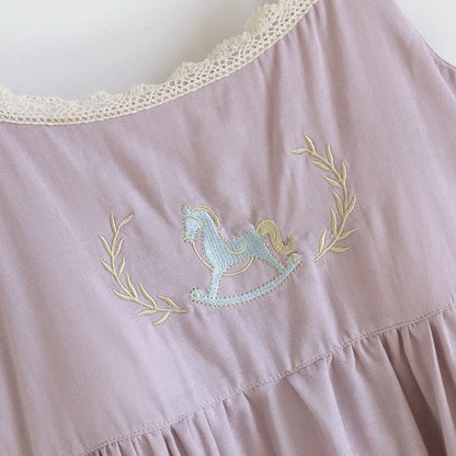 Pony Embroidery Camisole Nightdress & Cover-up Set