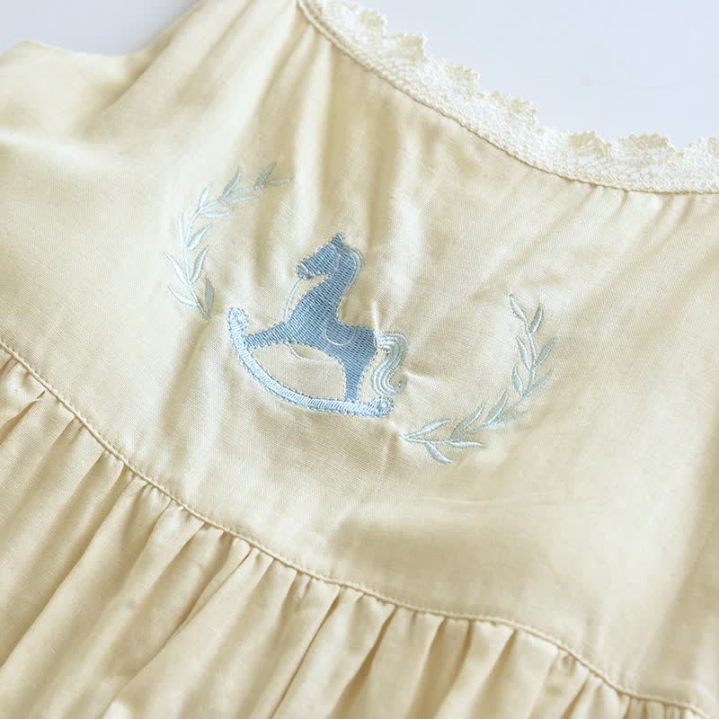 Pony Embroidery Camisole Nightdress & Cover-up Set