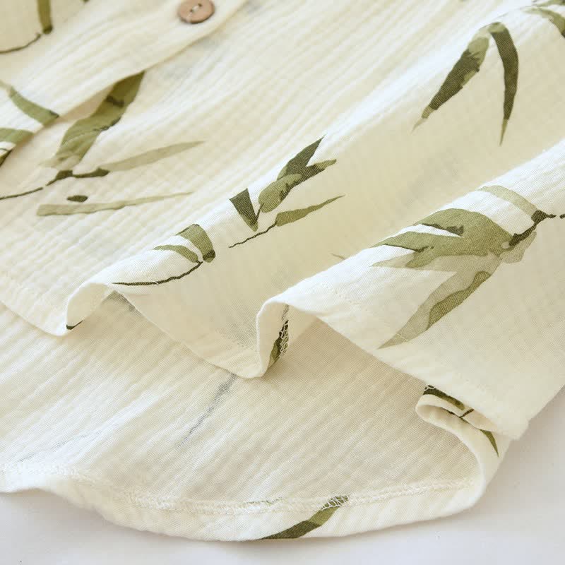 Botanical Bamboo Print Cotton Pajama Set