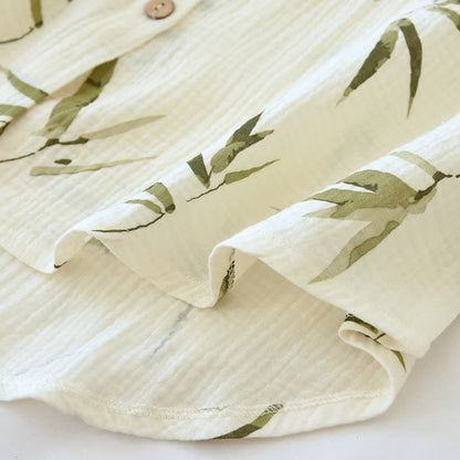 Botanical Bamboo Print Cotton Pajama Set