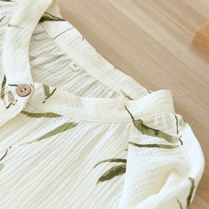Botanical Bamboo Print Cotton Pajama Set