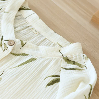 Botanical Bamboo Print Cotton Pajama Set
