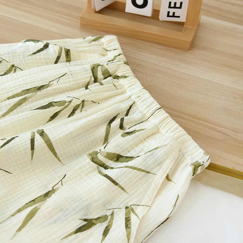 Botanical Bamboo Print Cotton Pajama Set