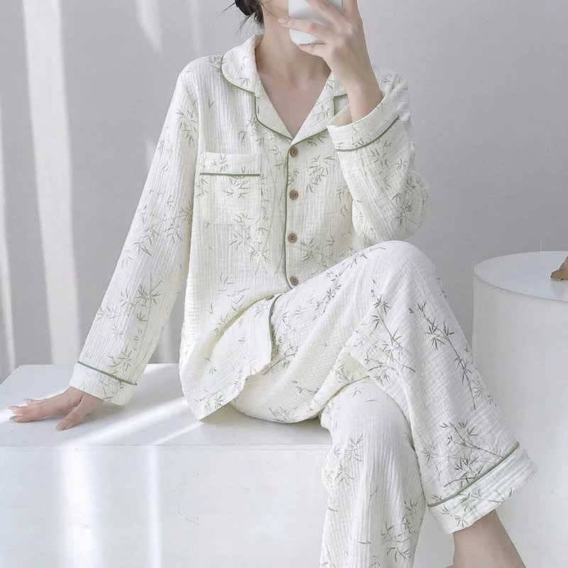 Bamboo Leaf Cotton Double Gauze Pajamas