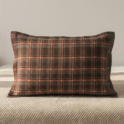 Classic Plaid Button Pure Cotton Pillowcases (2PCS)