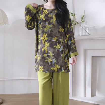 Retro Floral Eastern-Inspired Pajama Set