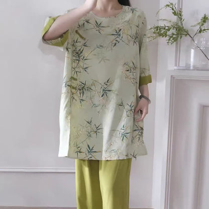 Elegant Bamboo Eastern-Inspired Loungewear Set