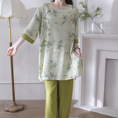 Elegant Bamboo Eastern-Inspired Loungewear Set