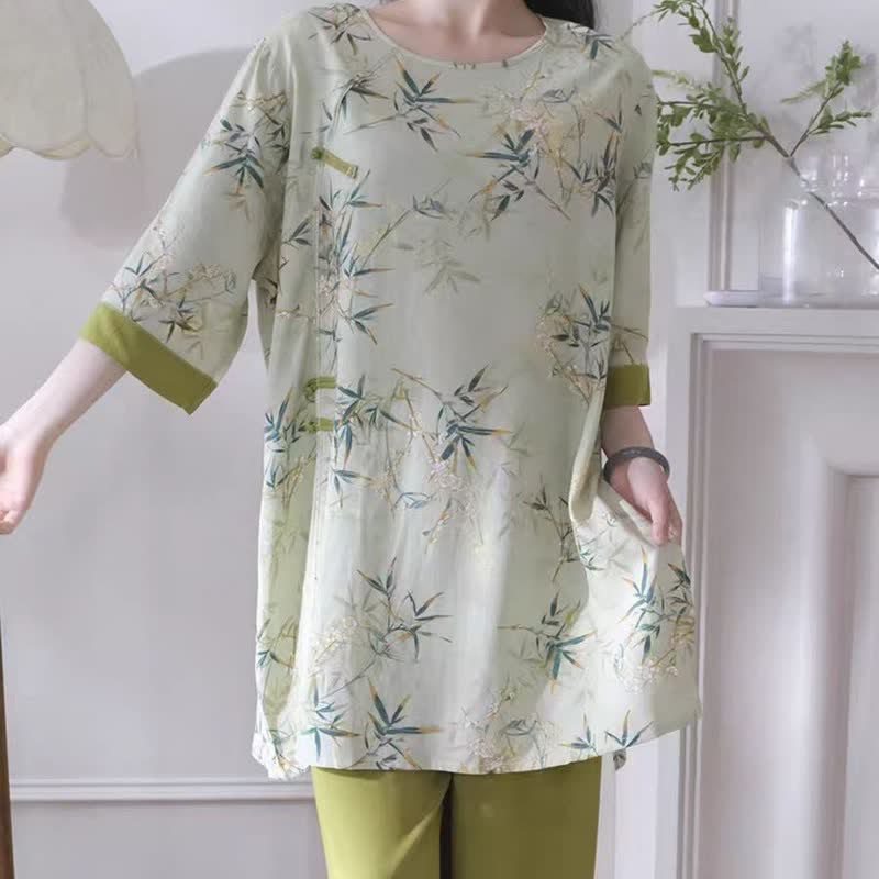 Elegant Bamboo Eastern-Inspired Loungewear Set