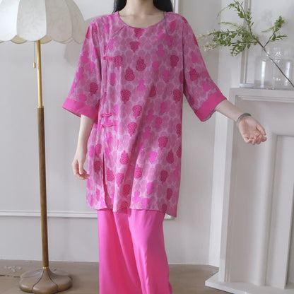 Gourd Print Eastern-Inspired Loungewear Set