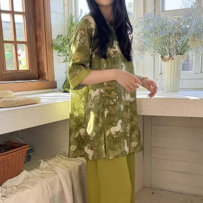 Horse Print Eastern-Inspired Loungewear Set