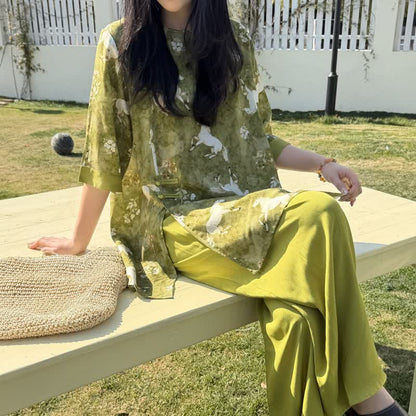 Horse Print Eastern-Inspired Loungewear Set