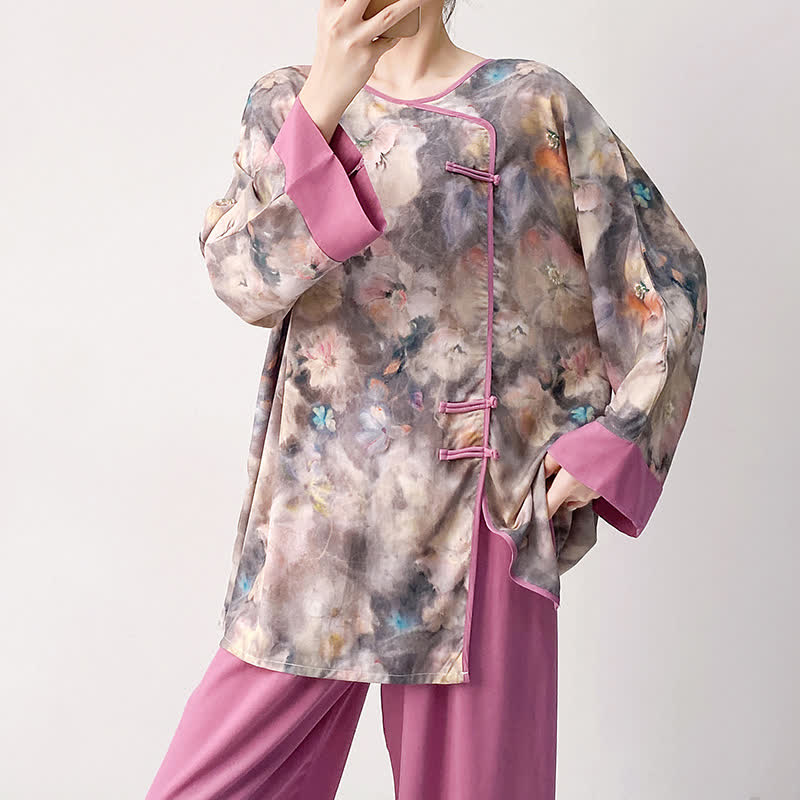 Artistic Floral Eastern-Inspired Loungewear Set
