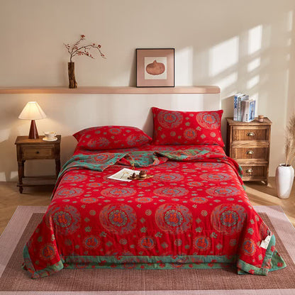 Cotton Gauze Retro Auspicious Jacquard Quilt