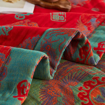 Cotton Gauze Retro Auspicious Jacquard Quilt