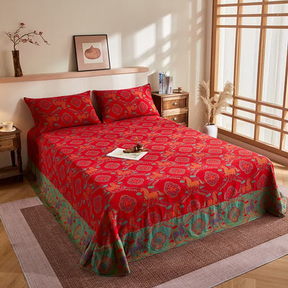 Cotton Gauze Vintage Horse Jacquard Quilt