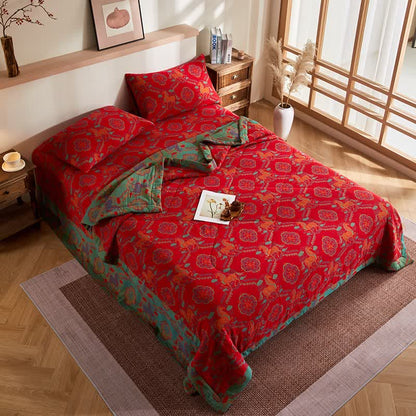 Cotton Gauze Vintage Horse Jacquard Quilt