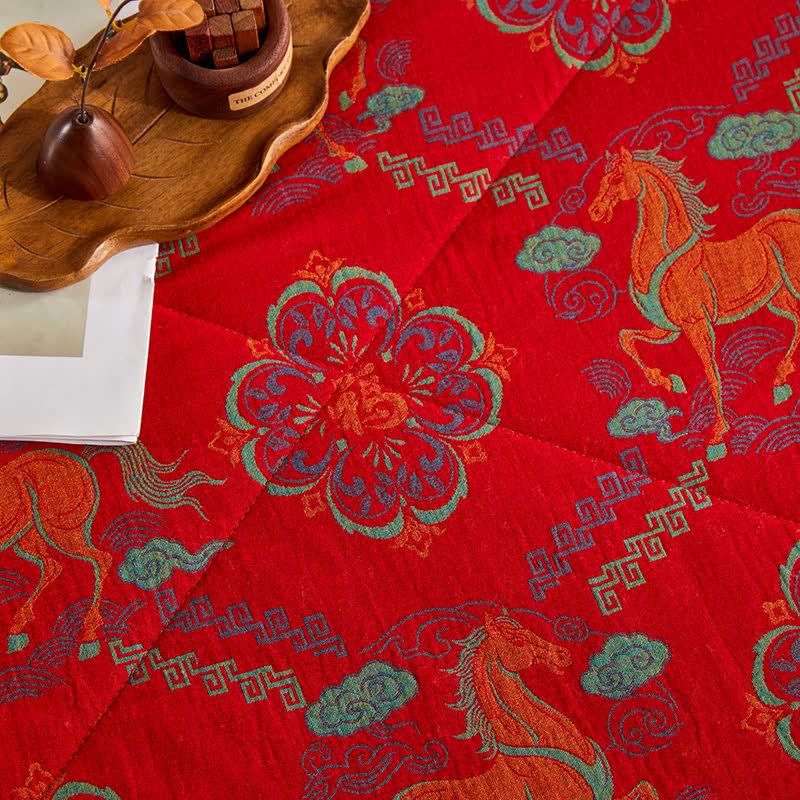 Cotton Gauze Vintage Horse Jacquard Quilt