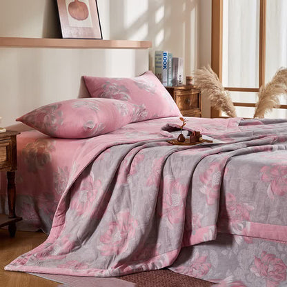 Cotton Gauze Rustic Floral Jacquard Quilt
