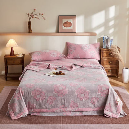 Cotton Gauze Rustic Floral Jacquard Quilt