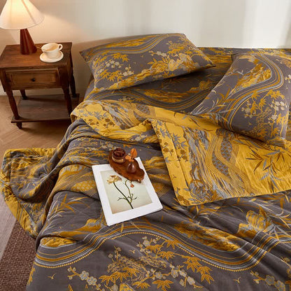 Cotton Gauze Mountain & Bamboo Jacquard Quilt