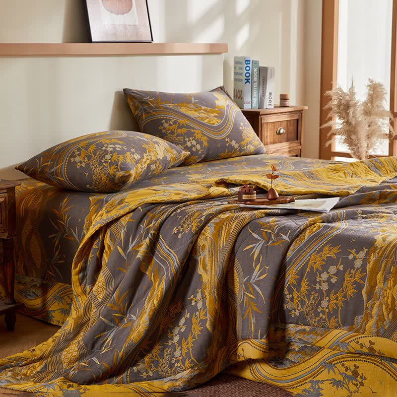 Cotton Gauze Mountain & Bamboo Jacquard Quilt