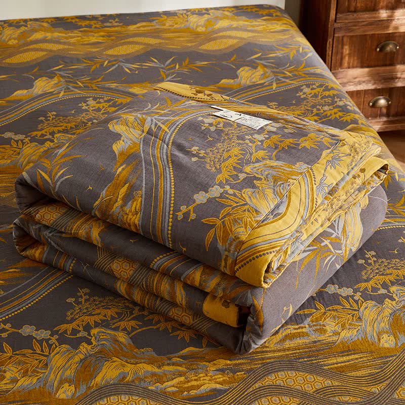 Cotton Gauze Mountain & Bamboo Jacquard Quilt
