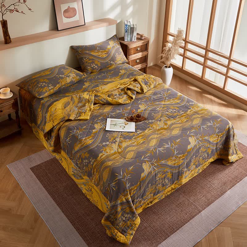 Cotton Gauze Mountain & Bamboo Jacquard Quilt