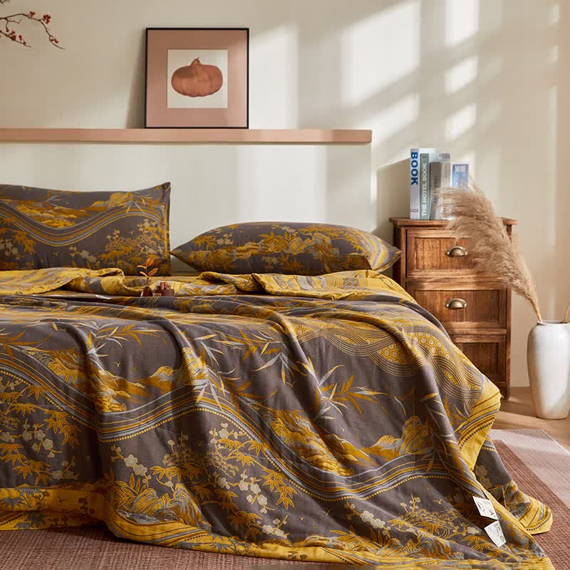 Cotton Gauze Mountain & Bamboo Jacquard Quilt