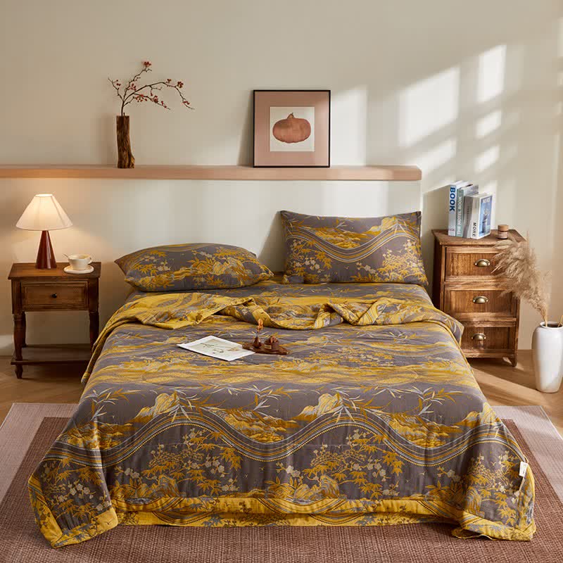 Cotton Gauze Mountain & Bamboo Jacquard Quilt